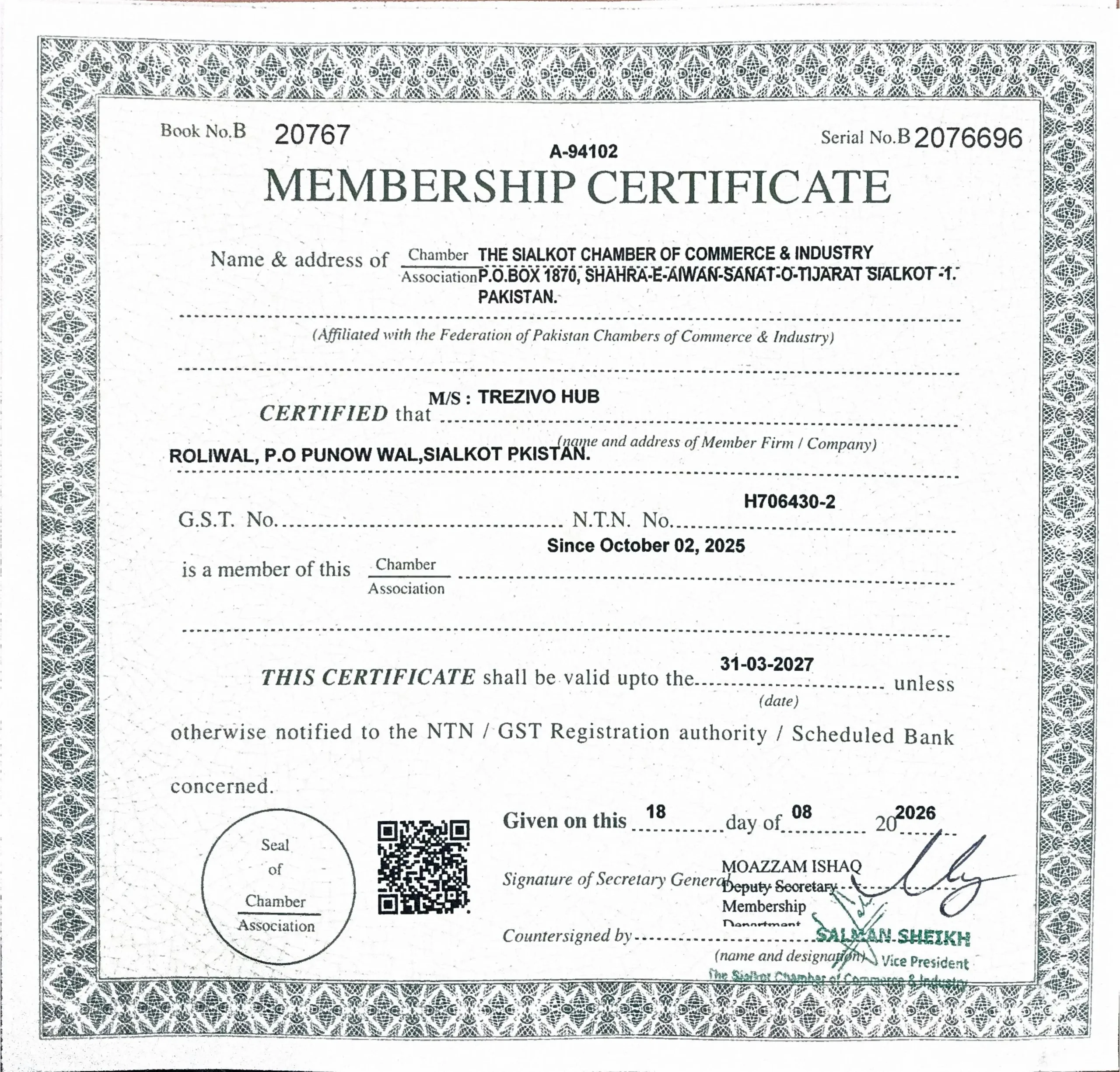 SCCI Registration Certificate
